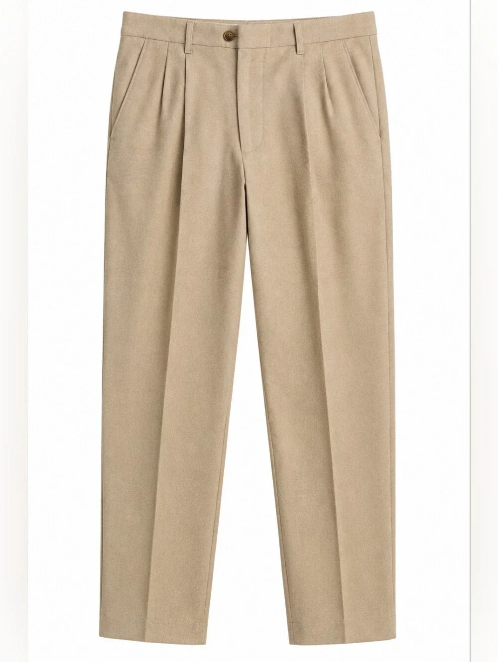 NWT Banana Republic Relaxed Brushed Pleated Pants Taupe 35x30 Wool Blend